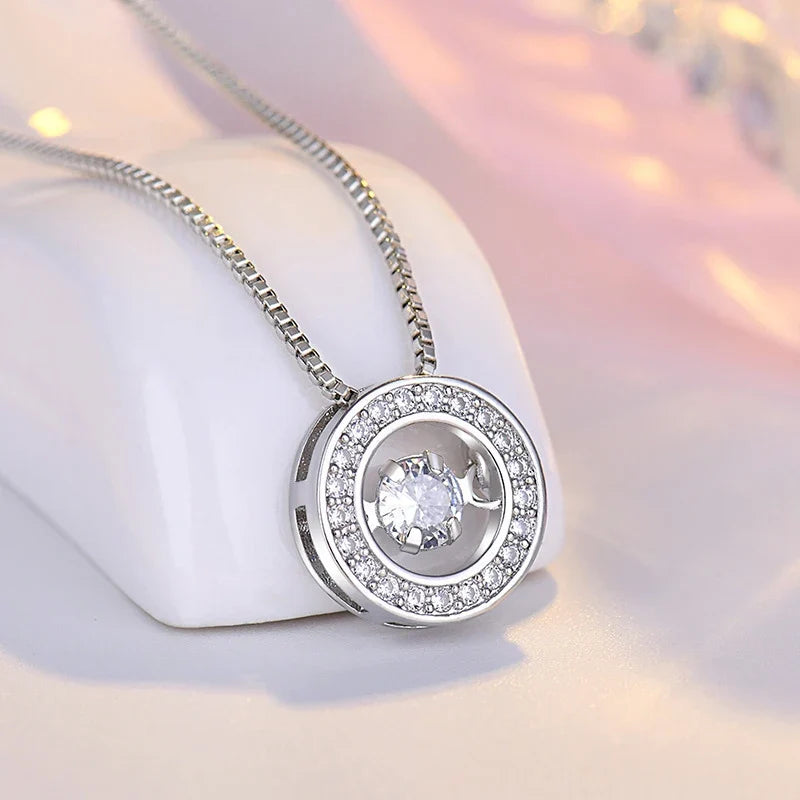 Necklace with Rotating Anti-stress Pendant in Zircon
