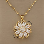 Collier avec Pendentif Rotatif Fleur Anti-Stress pour Femme