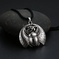 Necklace with Silver Egyptian Scarab and Eye of Horus Pendant