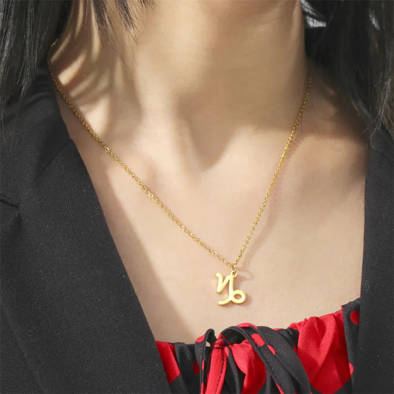 Necklace with Gold Zodiac Sign Pendant