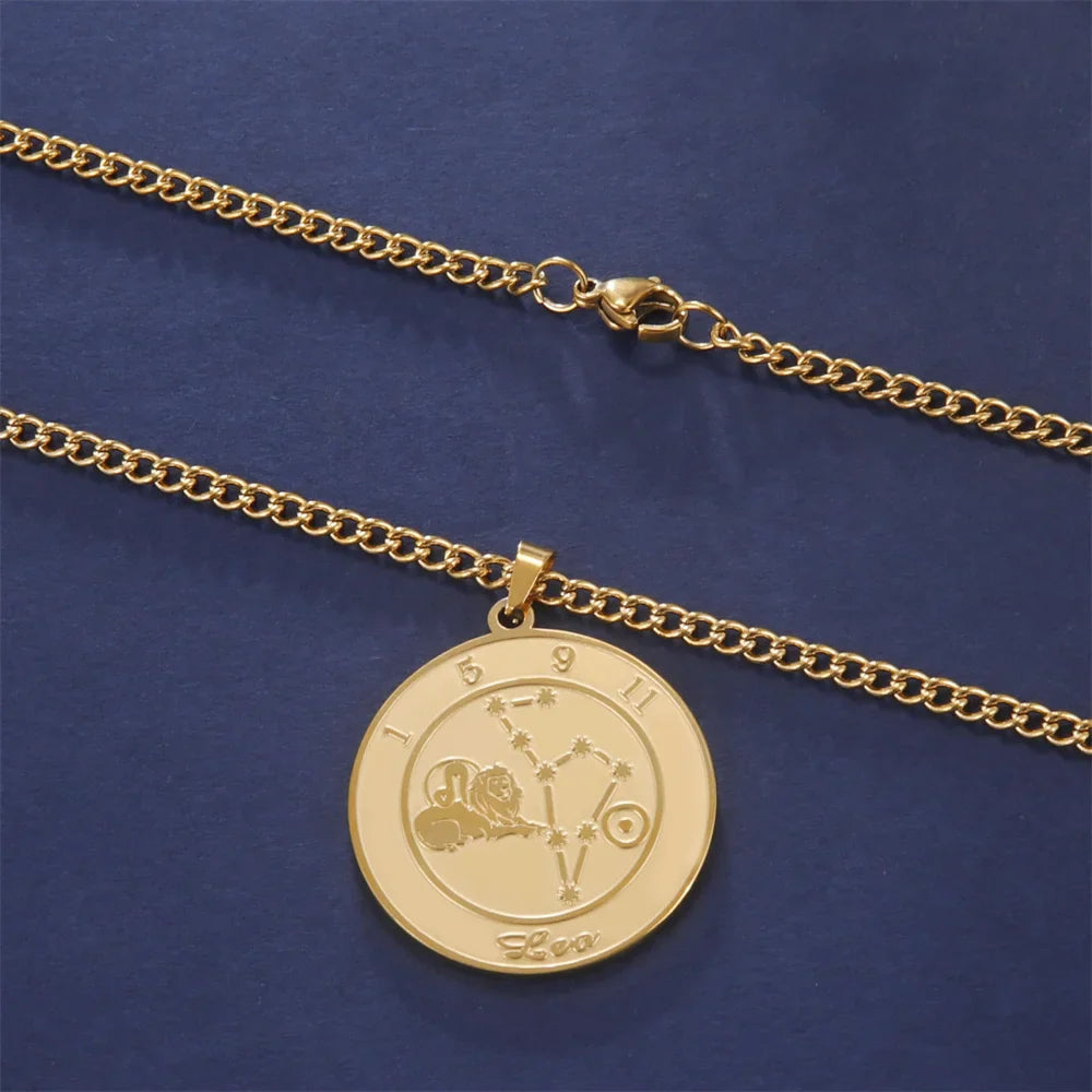 Necklace with Zodiac Sign Astrological Pendant for Men or Women