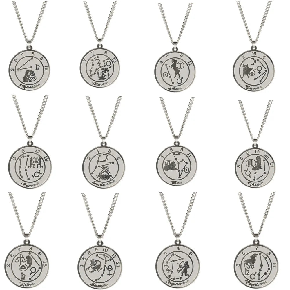 Necklace with Zodiac Sign Astrological Pendant for Men or Women