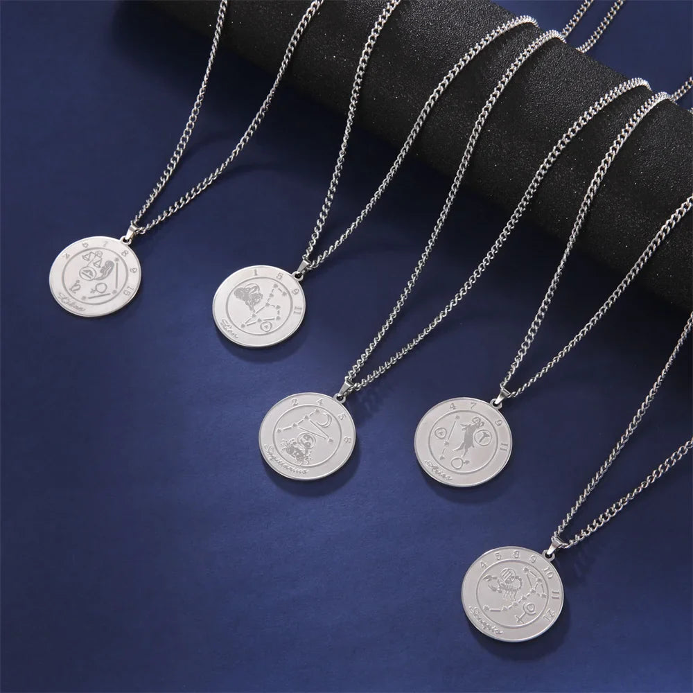 Necklace with Zodiac Sign Astrological Pendant for Men or Women