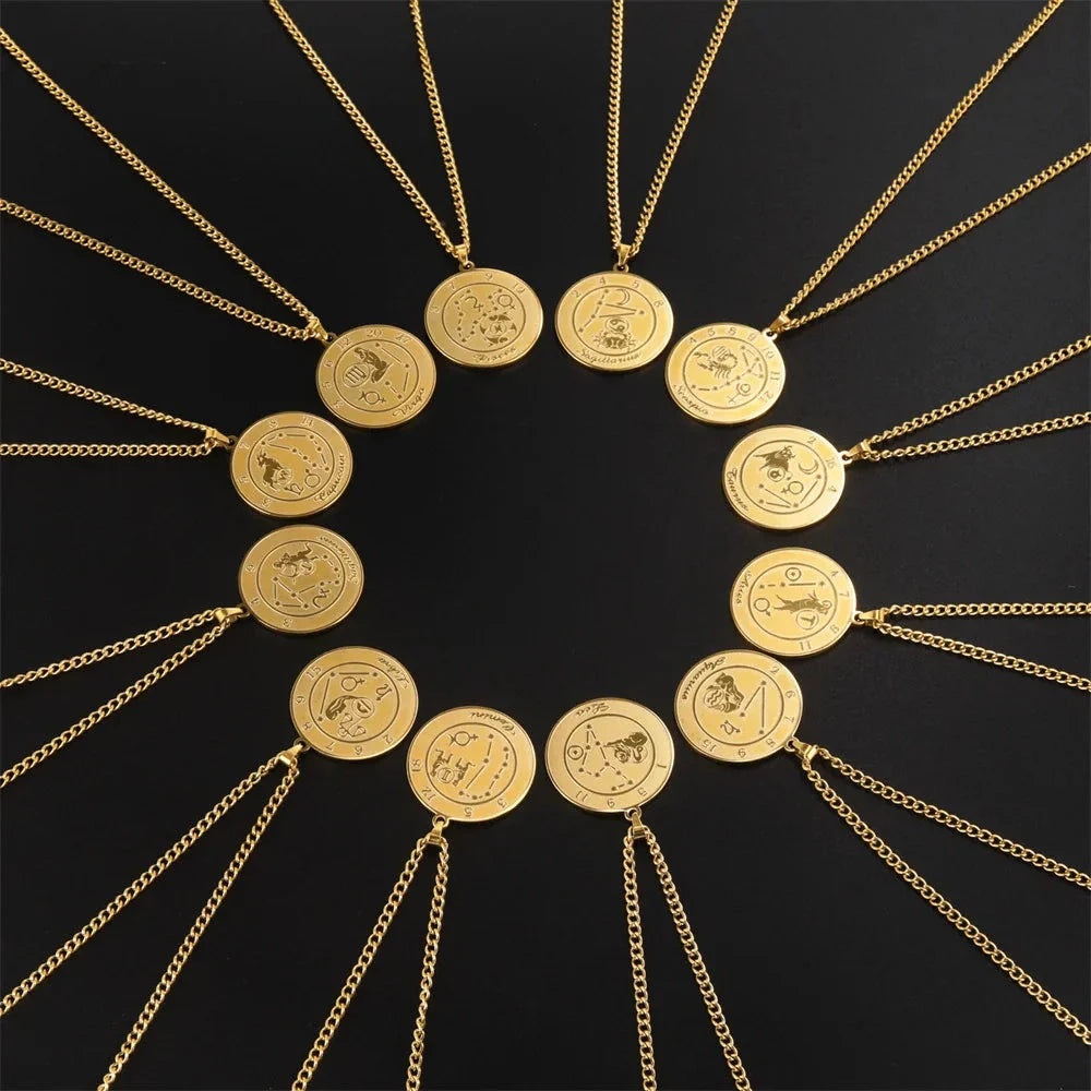 Necklace with Zodiac Sign Astrological Pendant for Men or Women