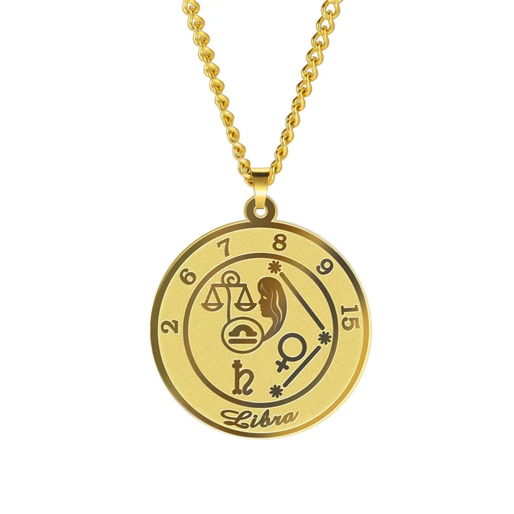 Necklace with Zodiac Sign Astrological Pendant for Men or Women
