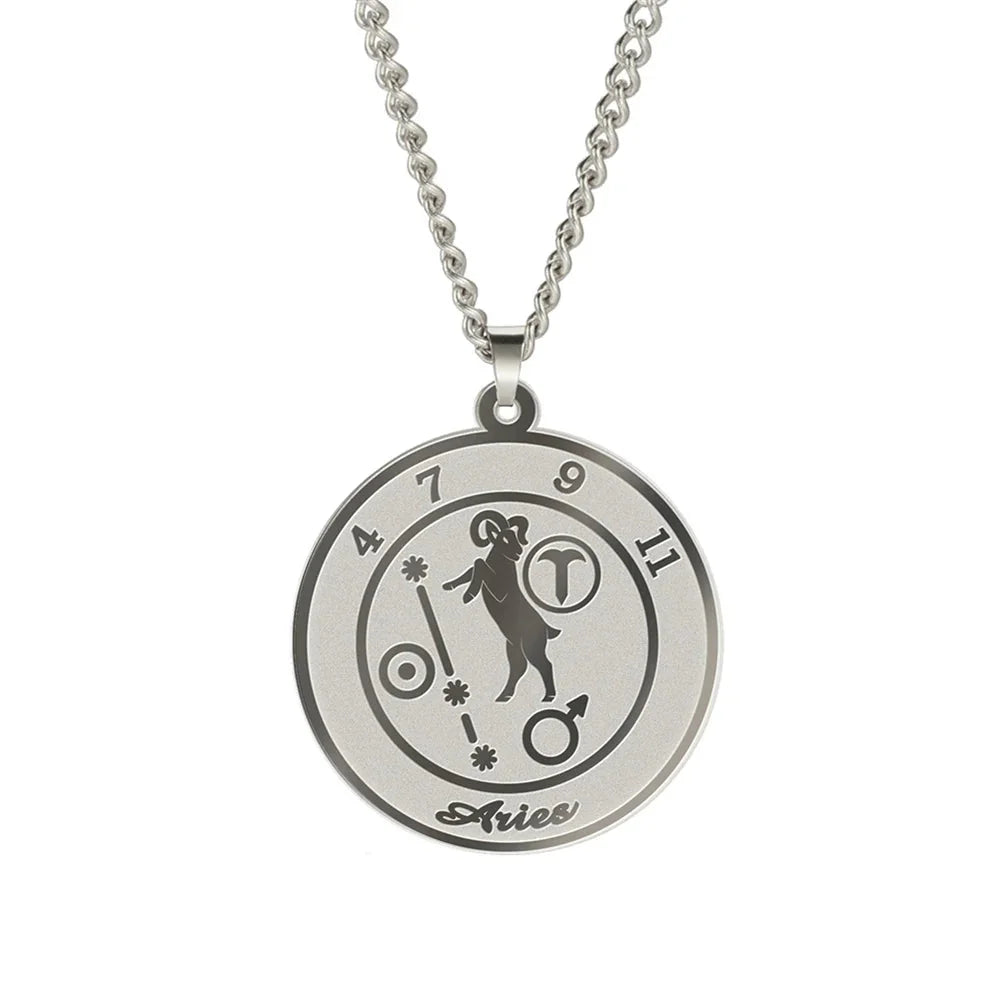 Necklace with Zodiac Sign Astrological Pendant for Men or Women