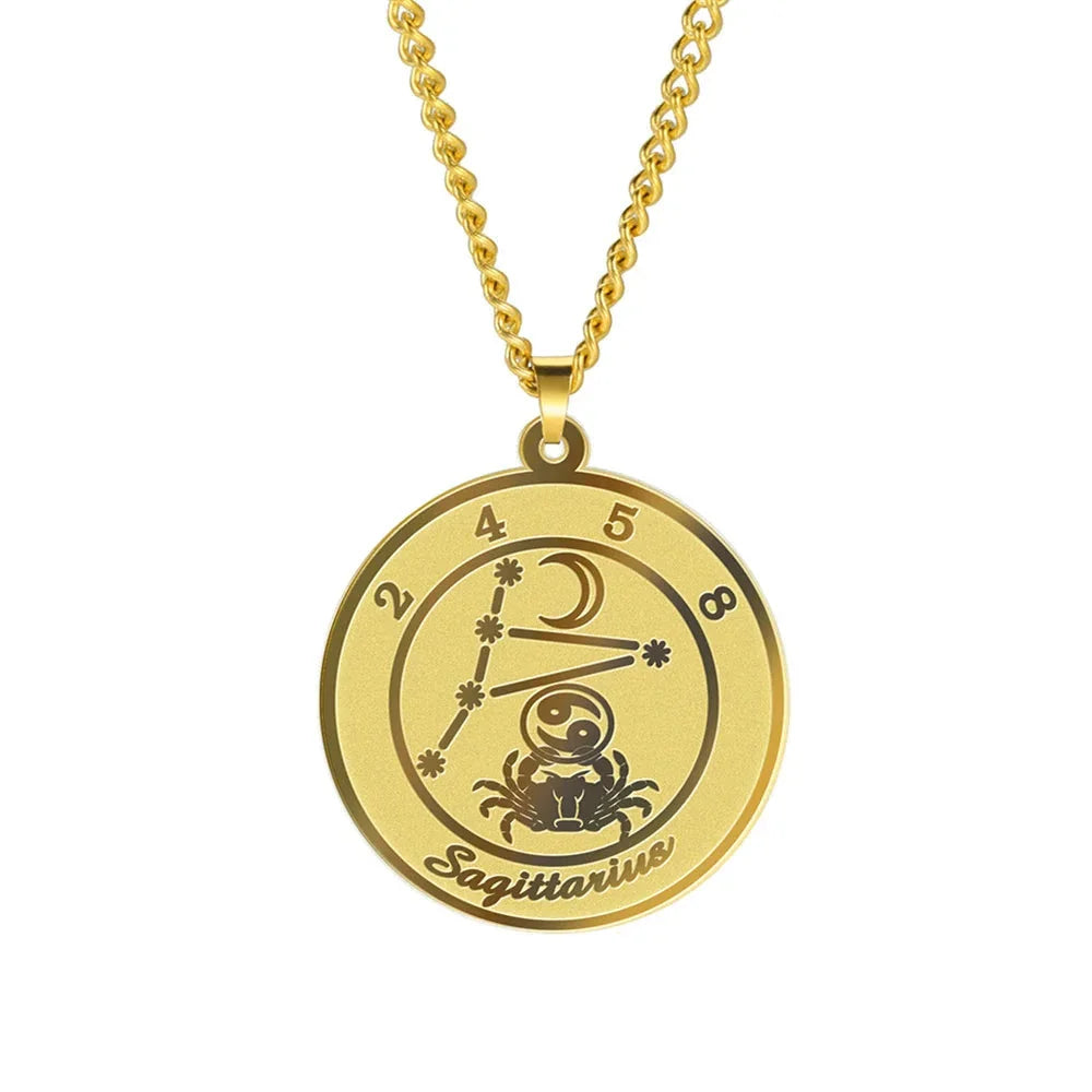 Necklace with Zodiac Sign Astrological Pendant for Men or Women