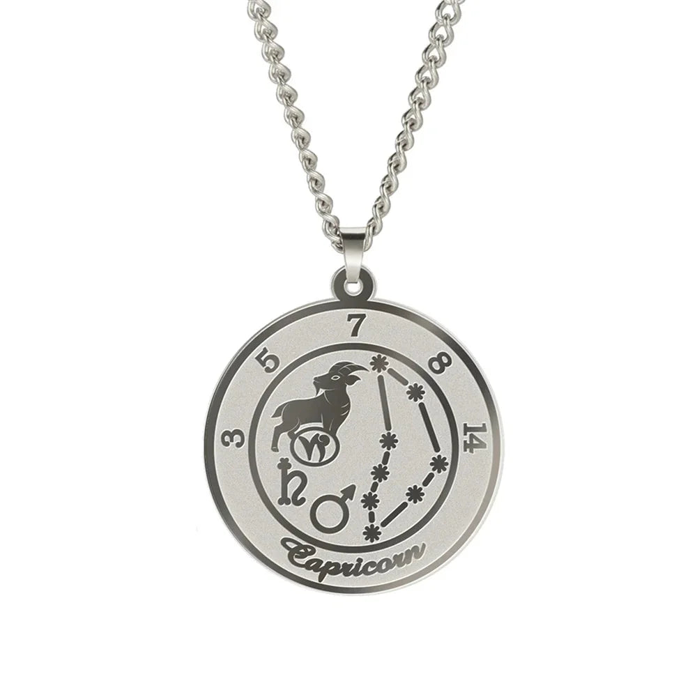 Necklace with Zodiac Sign Astrological Pendant for Men or Women