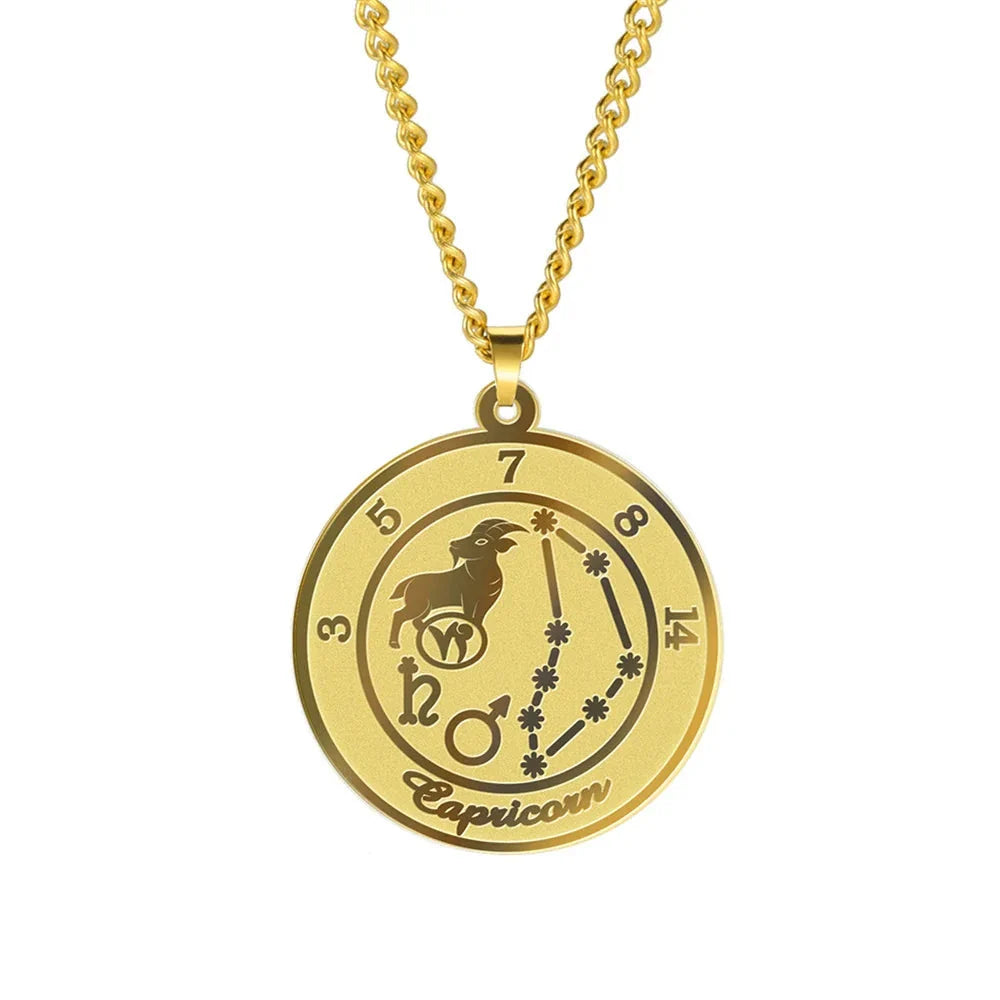 Necklace with Zodiac Sign Astrological Pendant for Men or Women