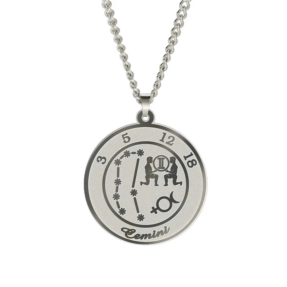 Necklace with Zodiac Sign Astrological Pendant for Men or Women