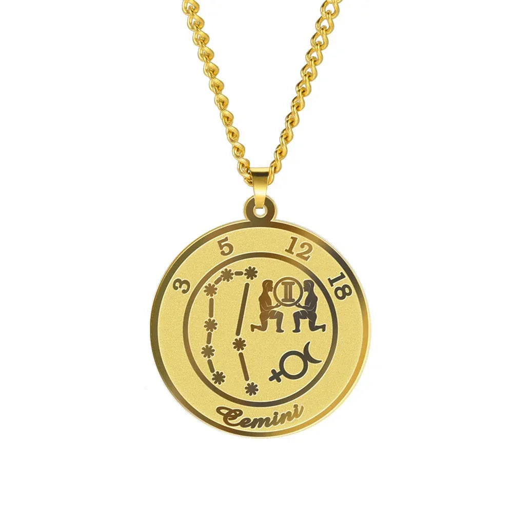 Necklace with Zodiac Sign Astrological Pendant for Men or Women