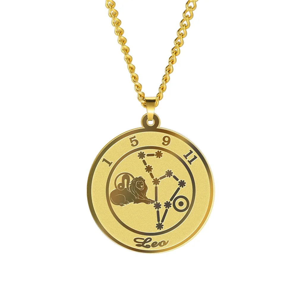 Necklace with Zodiac Sign Astrological Pendant for Men or Women