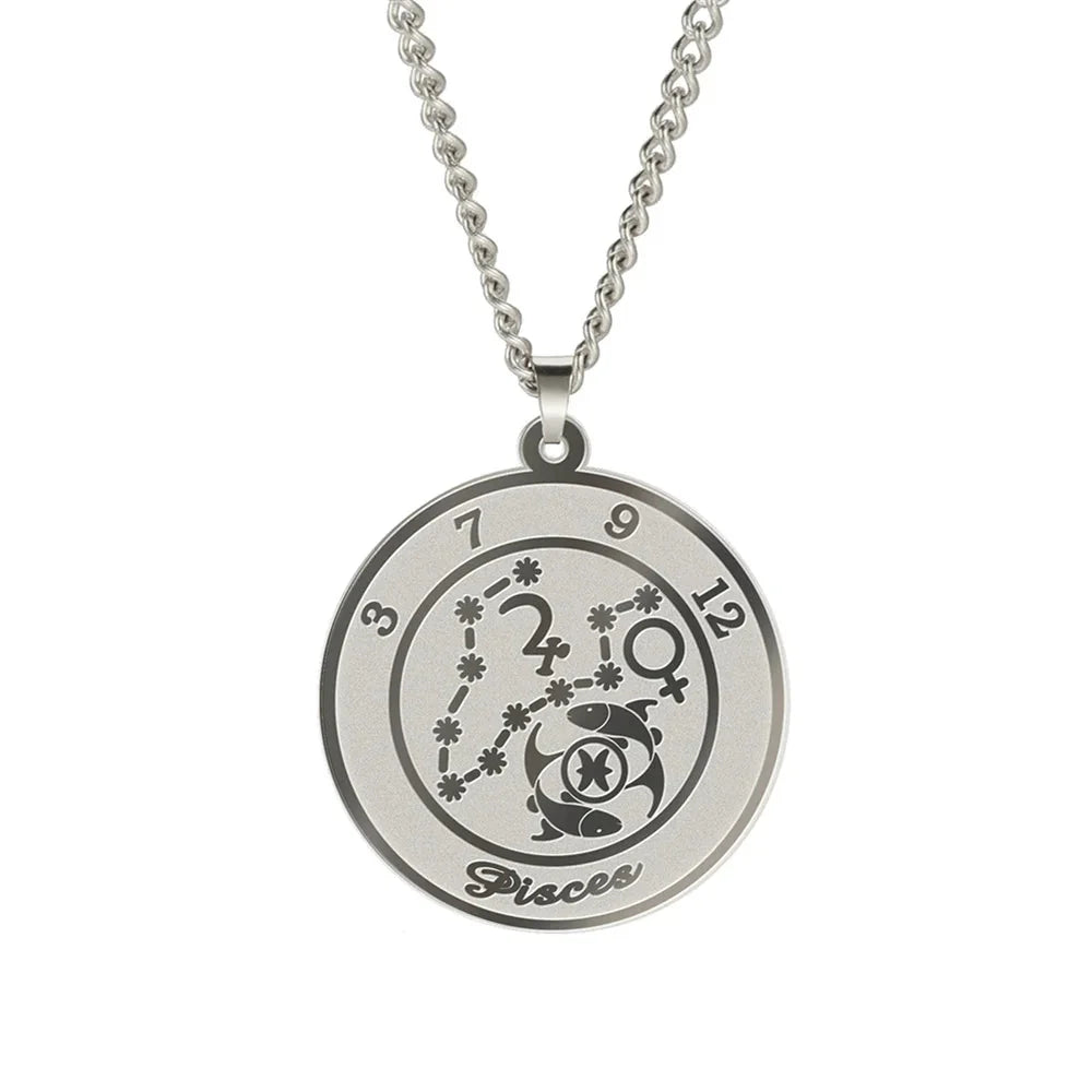 Necklace with Zodiac Sign Astrological Pendant for Men or Women