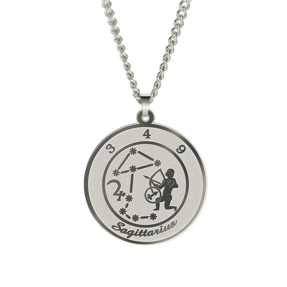 Necklace with Zodiac Sign Astrological Pendant for Men or Women