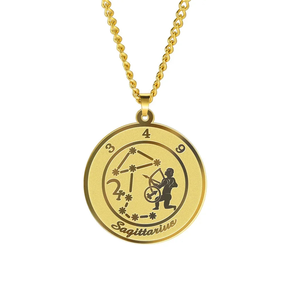Necklace with Zodiac Sign Astrological Pendant for Men or Women