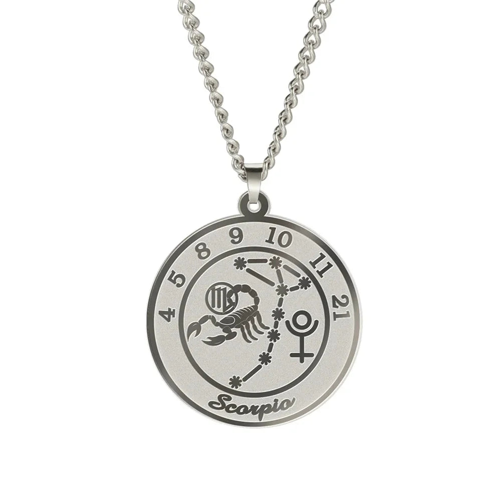 Necklace with Zodiac Sign Astrological Pendant for Men or Women