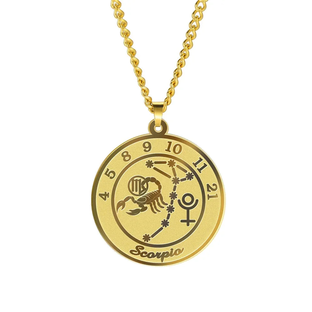 Necklace with Zodiac Sign Astrological Pendant for Men or Women