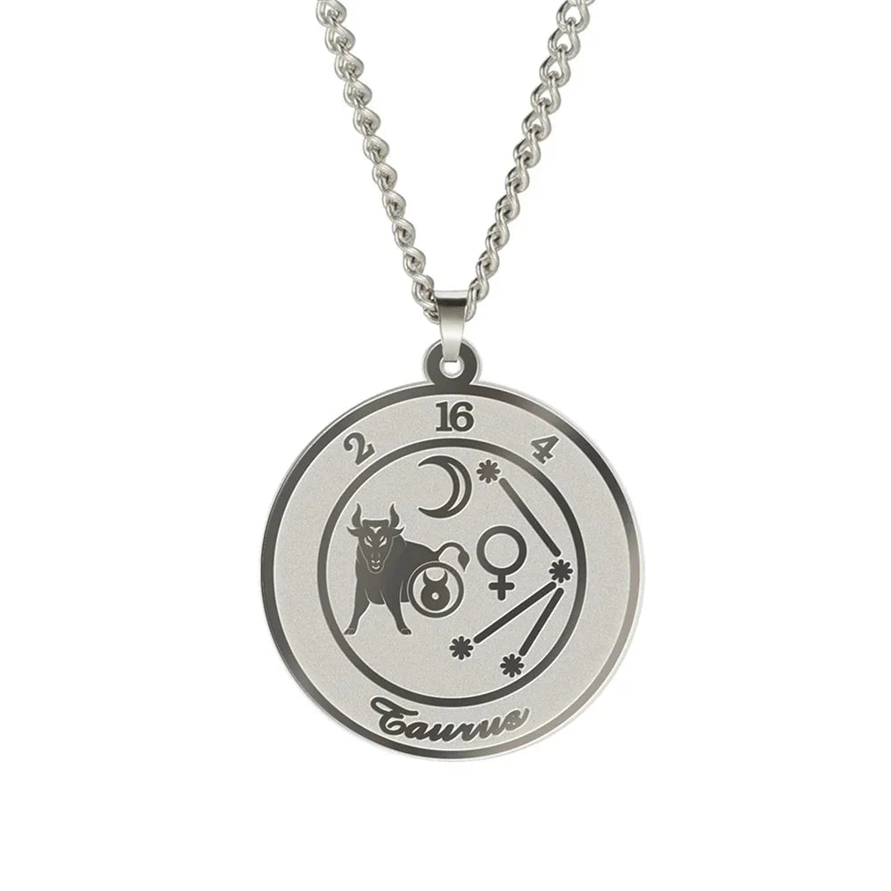 Necklace with Zodiac Sign Astrological Pendant for Men or Women