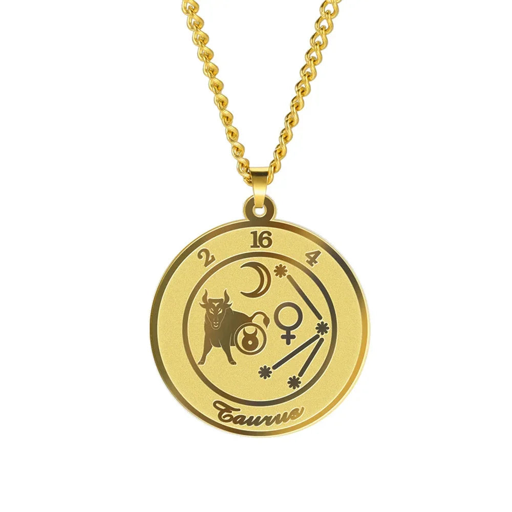 Necklace with Zodiac Sign Astrological Pendant for Men or Women