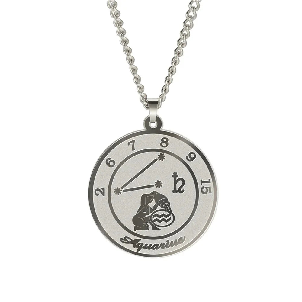 Necklace with Zodiac Sign Astrological Pendant for Men or Women