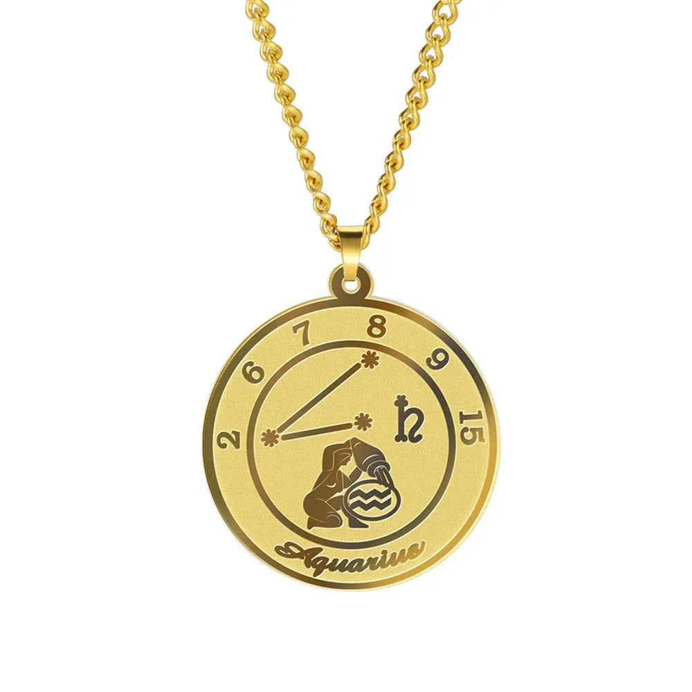 Necklace with Zodiac Sign Astrological Pendant for Men or Women