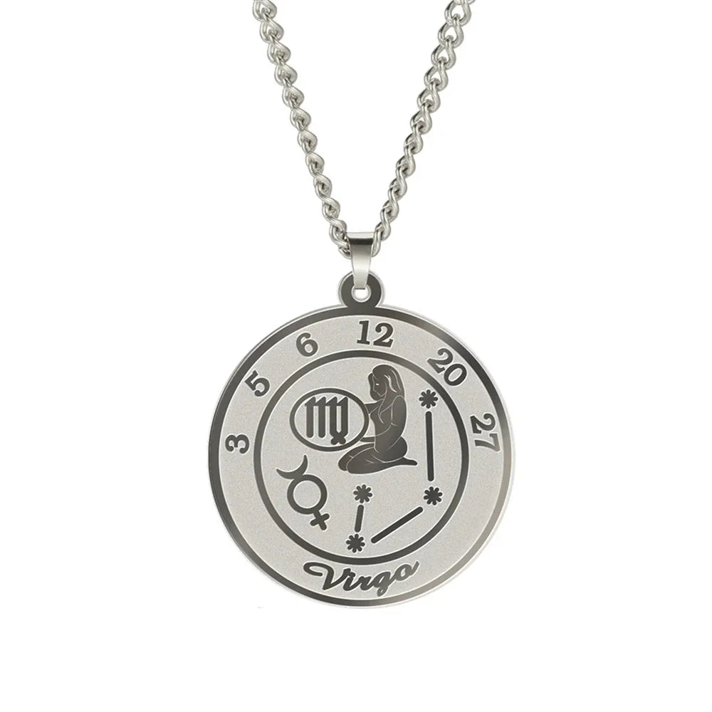 Necklace with Zodiac Sign Astrological Pendant for Men or Women