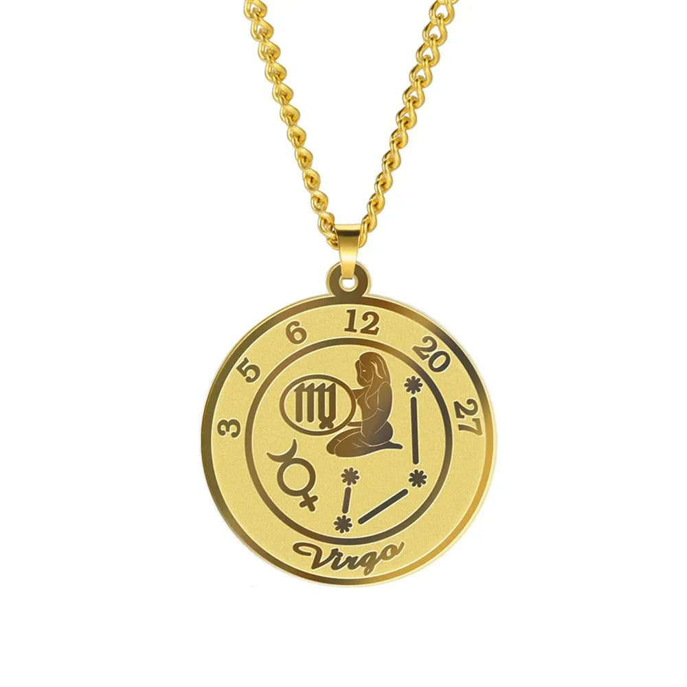 Necklace with Zodiac Sign Astrological Pendant for Men or Women