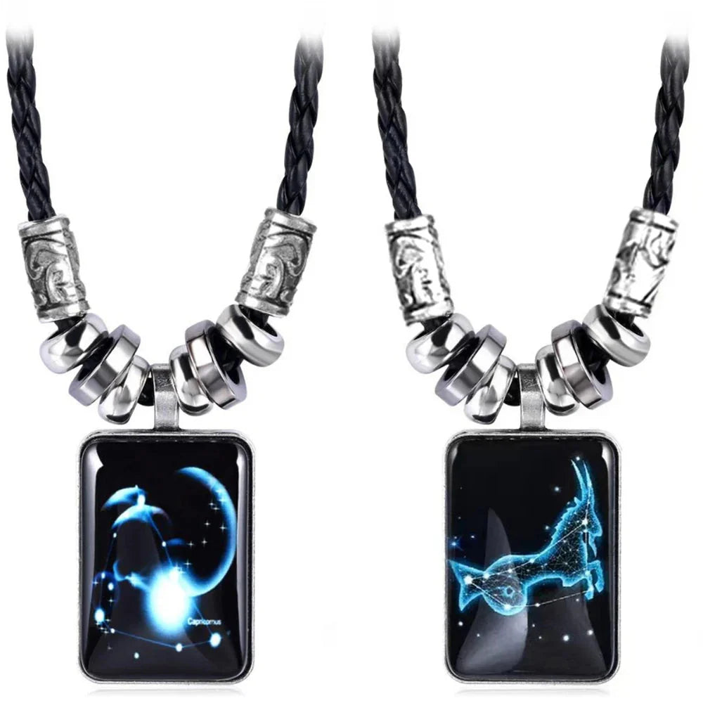 Zodiac Sign Pendant Necklace for Men