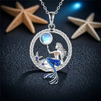 Necklace with Mermaid Pendant with Zircon and Moonstone