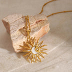 Necklace with Charming Sun and Moon Pendant