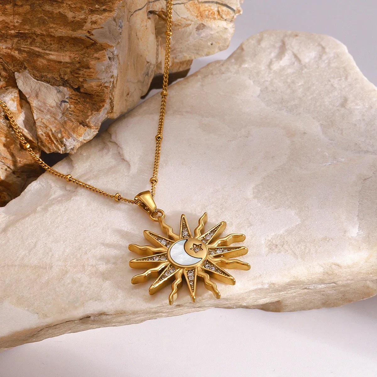 Necklace with Charming Sun and Moon Pendant