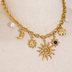 Necklace with Sun and Moon Pendant for Women