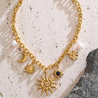 Necklace with Sun and Moon Pendant for Women
