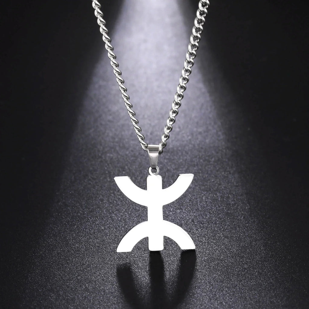 Collier avec pendentif symbolique berbère "yaz" arabe pour femme argent