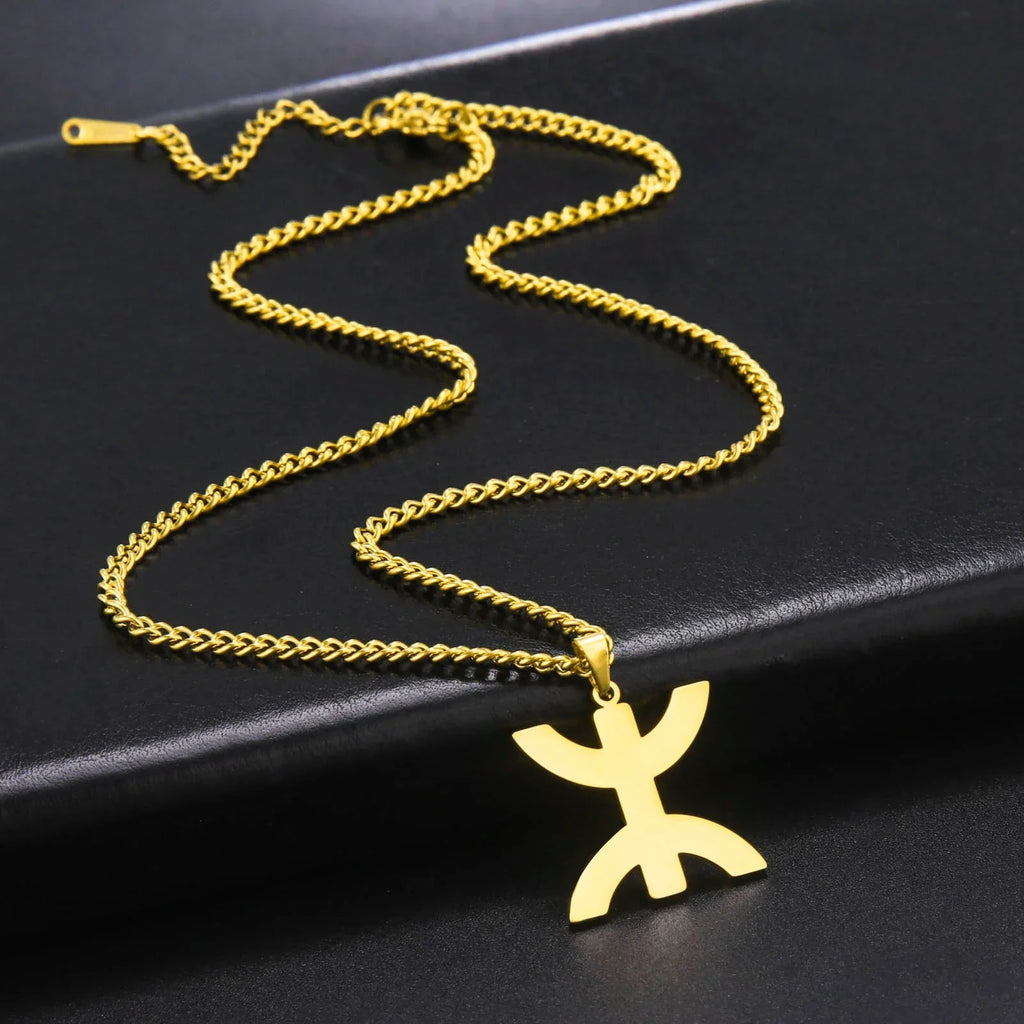 Collier avec pendentif symbolique berbère "yaz" arabe pour femme or