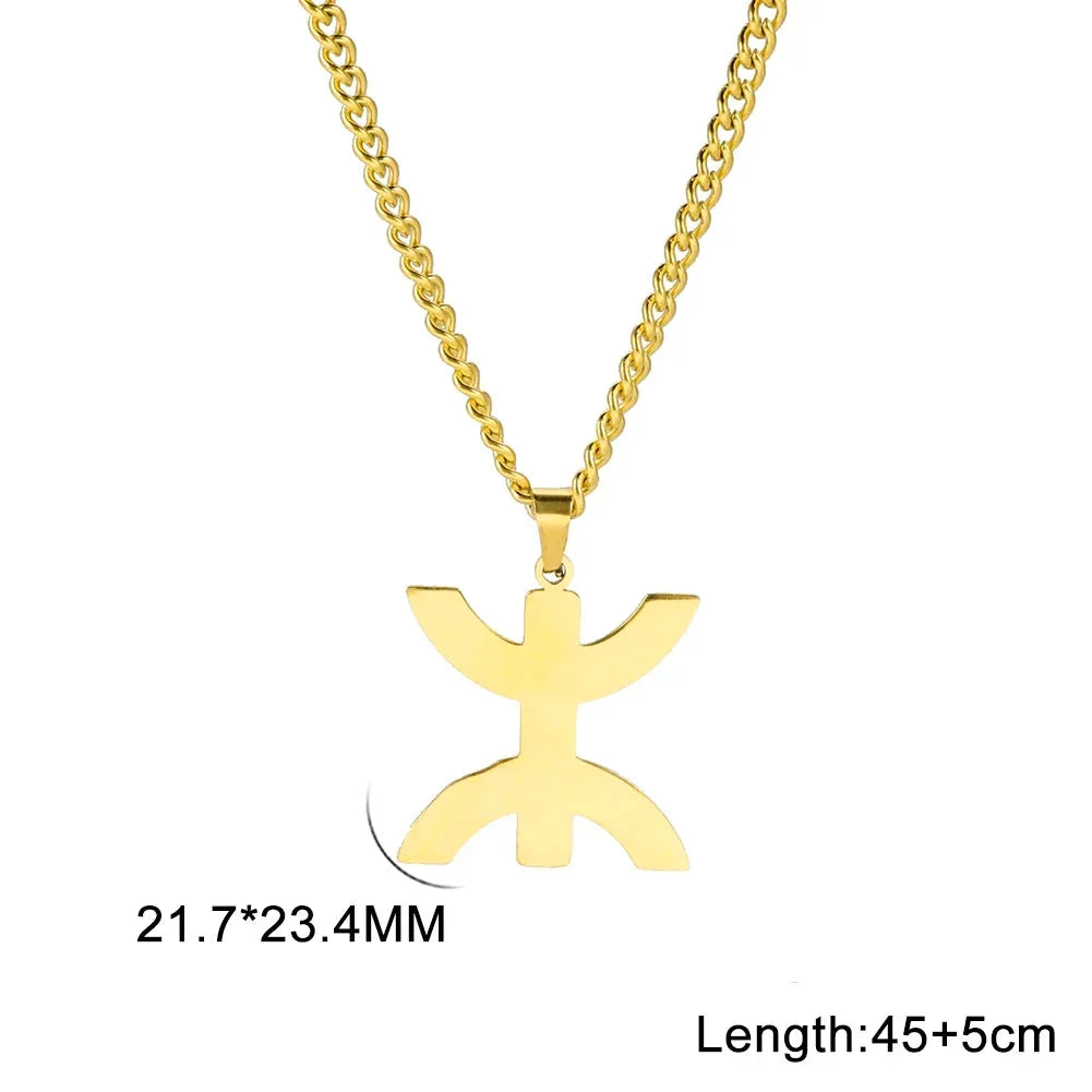 Collier avec pendentif symbolique berbère "yaz" arabe pour femme