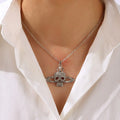 Necklace with Skull Head Pendant in Rhinestones