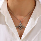 Necklace with Skull Head Pendant in Rhinestones