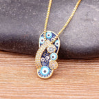 Necklace With Blue Eye Tongue Pendant And Zircon