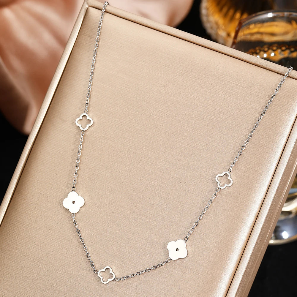 Collier avec Pendentif Trèfle à 4 Feuilles argent