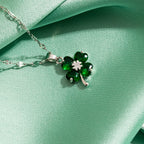 Necklace with Four-Leaf Clover Pendant Colored silver and green