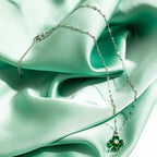 Necklace with Four-Leaf Clover Pendant Colored silver and green