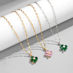 Necklace with Four-Leaf Clover Pendant Colored silver and gold