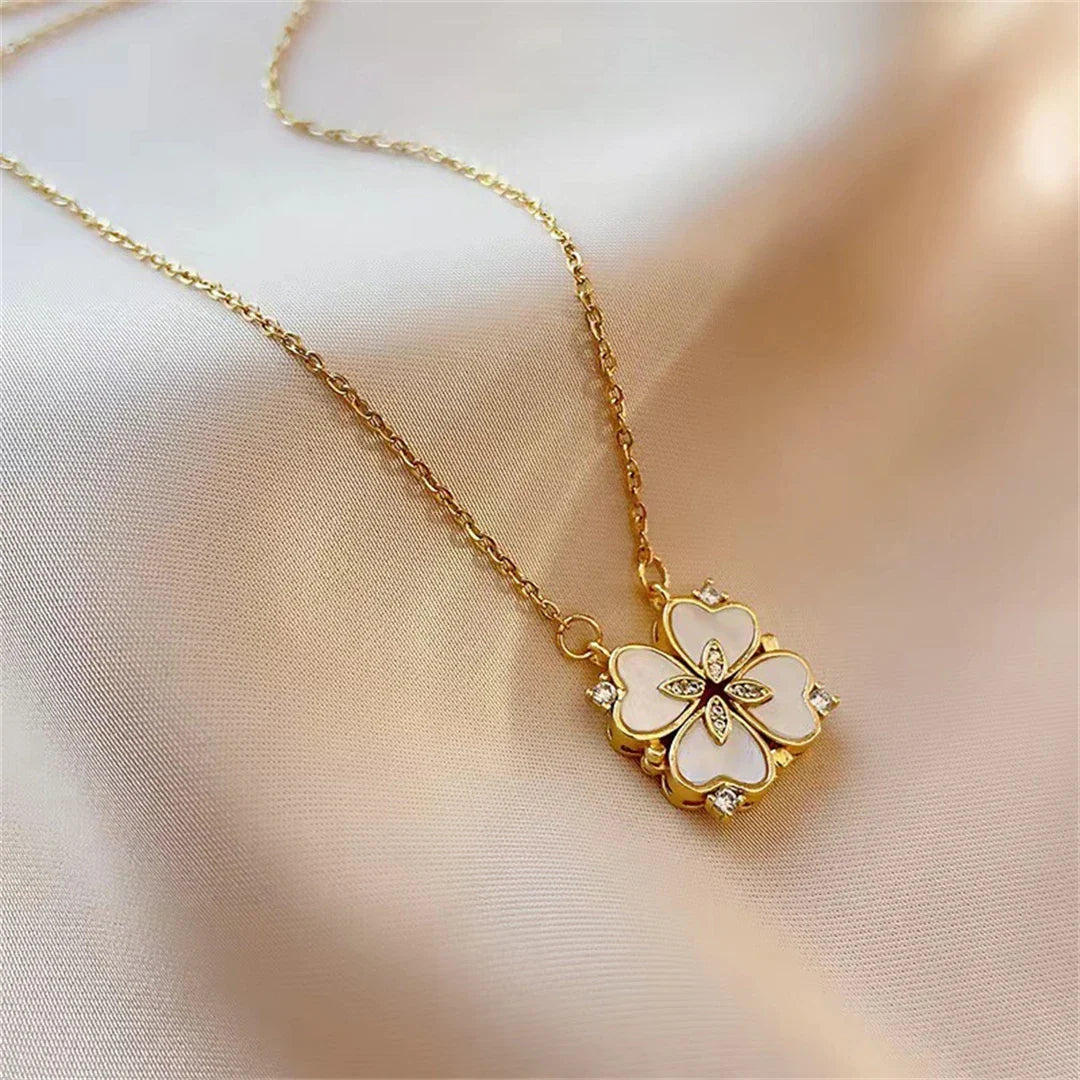 Choker Necklace with Four-Leaf Clover Lucky Pendant Gold