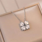 Choker Necklace with Four-Leaf Clover Lucky Pendant Silver