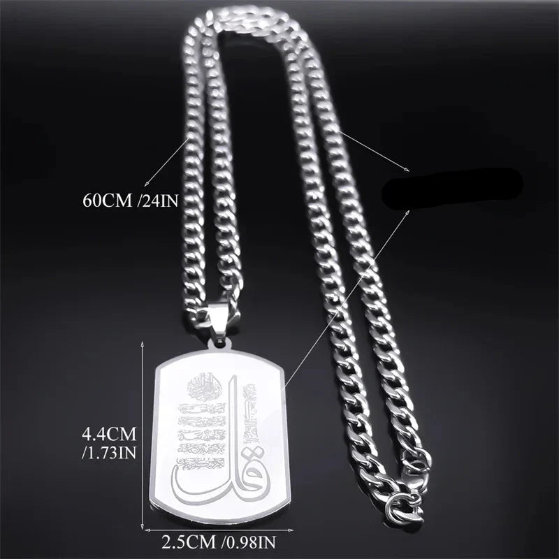 Collier avec pendentif de versets du coran islam musulman arabe