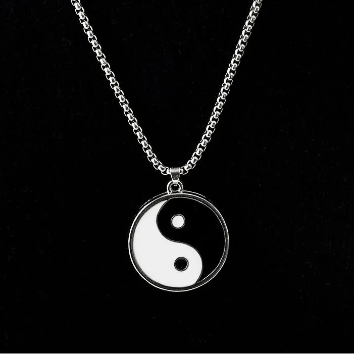 Necklace with Black and White Yin Yang Pendant