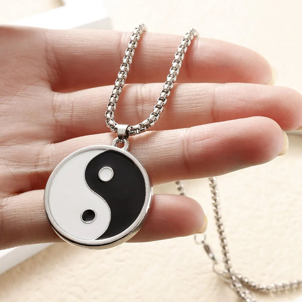 Necklace with Black and White Yin Yang Pendant