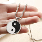 Necklace with Black and White Yin Yang Pendant