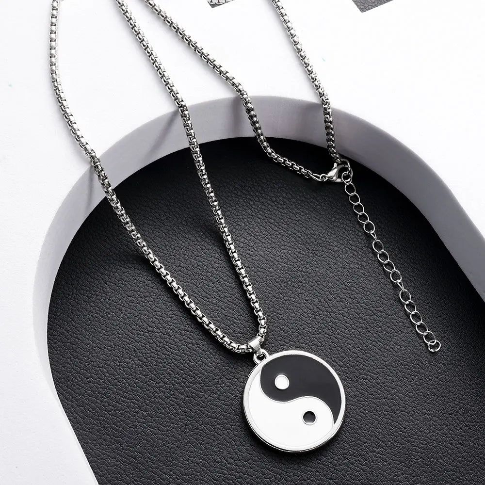 Necklace with Black and White Yin Yang Pendant